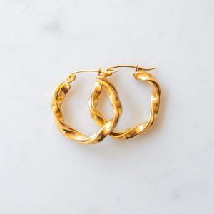 Gold Twist Hoop Earrings Waterproof on trend Hoops lightweight gift for her